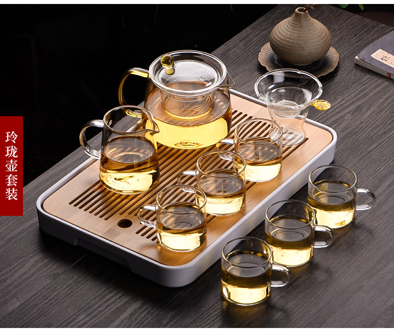 Ceramic story glass teapot suit kung fu tea cup home office contracted sitting room tea tea tray