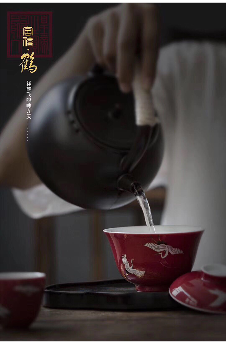 Story of kung fu tea set suit high - end gift box gift jingdezhen ceramic hand - made tureen cups sample tea cup