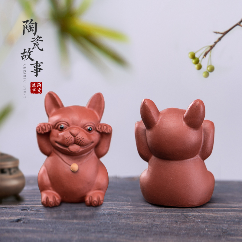 Purple ceramic story of dog boutique Purple sand tea pet furnishing articles zodiac dog pet ideas Purple sand tea pet furnishing articles