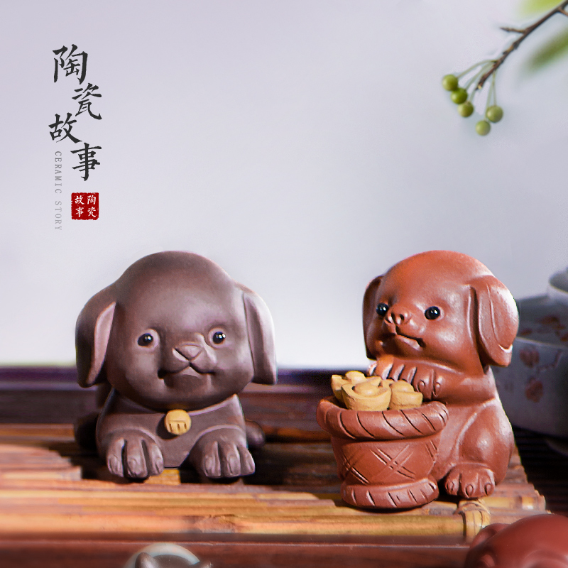 Purple ceramic story of dog boutique Purple sand tea pet furnishing articles zodiac dog pet ideas Purple sand tea pet furnishing articles