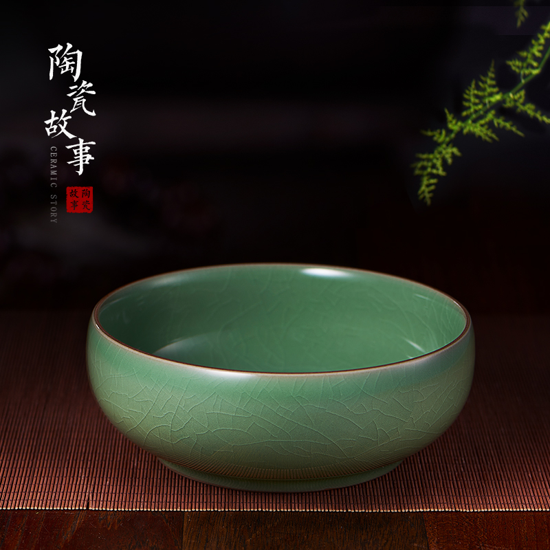 Tea wash to writing brush washer ceramic large longquan celadon wash bowl XiCha machine wash cup water wash basin of water, after the Tea accessories