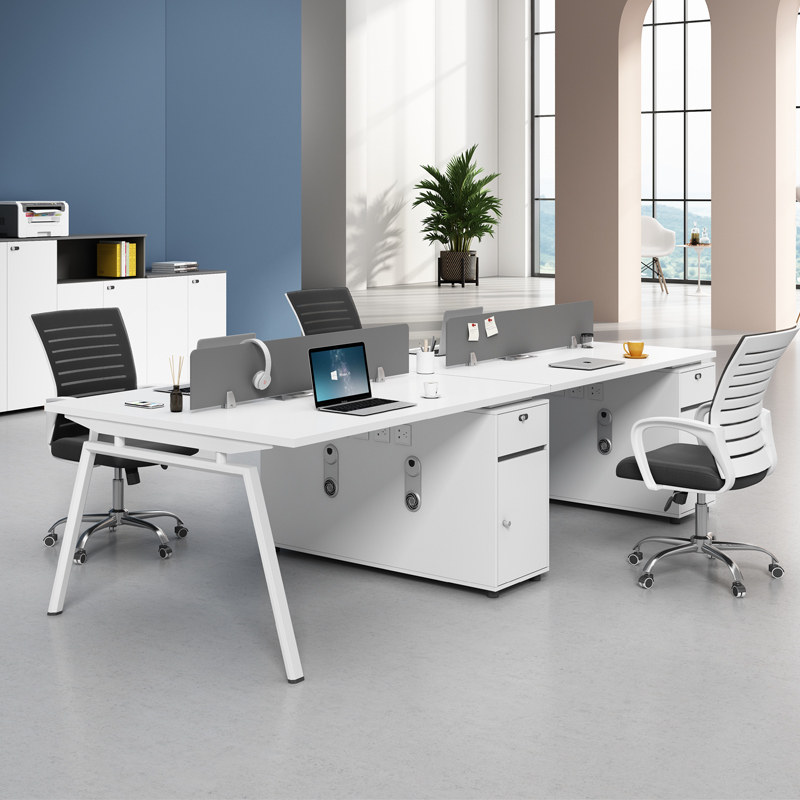 Desk Chair Composition Minimalist Modern Staff Office Work Desk Four Office Table Screen Double Table