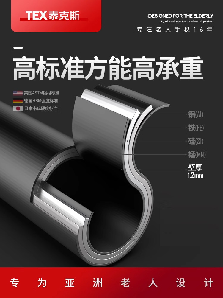 Elderly Crutches, Stools, Foldable, Portable, Multi-Functional, Can Be Used as a Chair, Dual-Purpose Walker, Special Anti-Slip Crutches for the Elderly