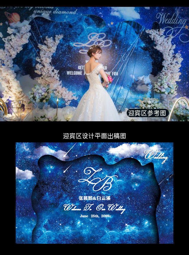 Blue Sky Wedding Background Design Star Sky Edition Stage Area