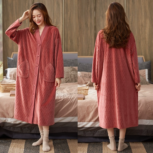 Бархатный демисезонный банный халат, утепленный оберег на день рождения, коралловая бархатная осенняя пижама