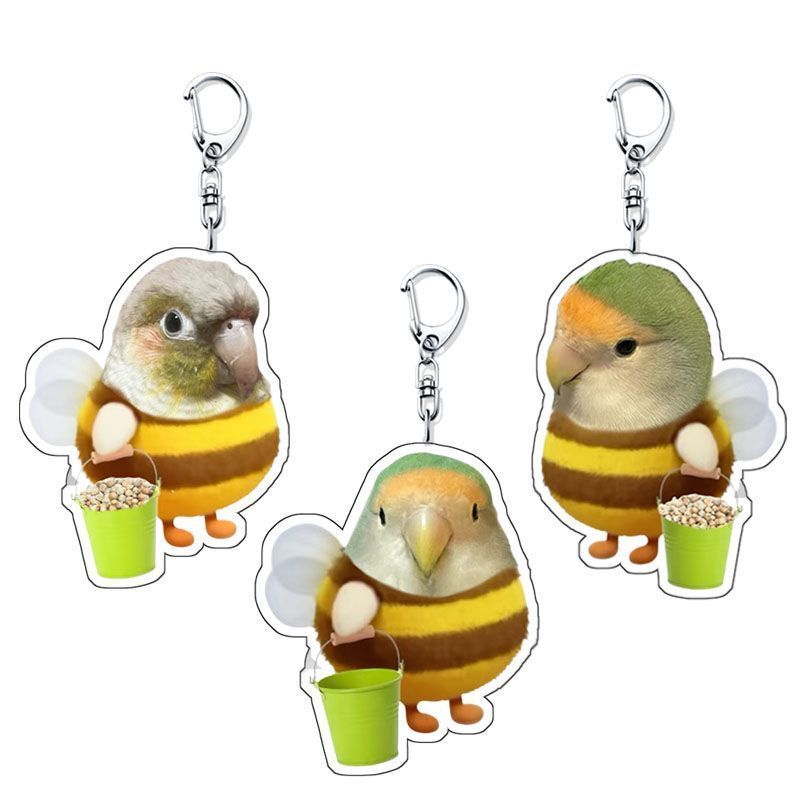 Popular Cockatiel Parrot with Tiger Spots, Cute and Good-Looking Acrylic Couple Backpack Pendant Keychain Ornament