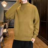 Мужской демисезонный трендовый флисовый шерстяной трикотажный свитер, высокий воротник, коллекция 2021, увеличенная толщина