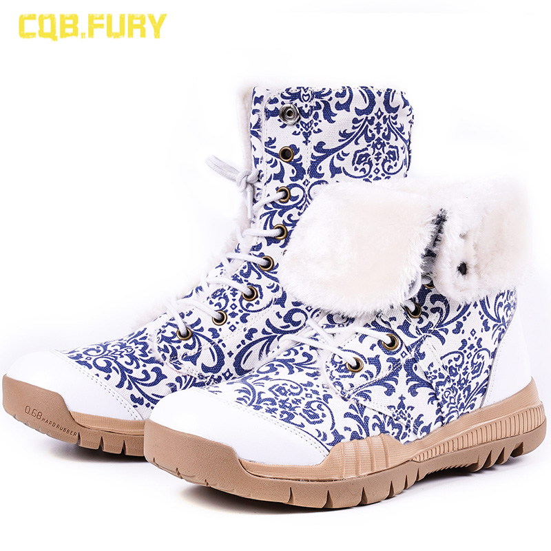 Winter gush warm high cylinder State wind green flower Porcelain hiking Mountaineering Army fan boots lovers Overalls Martin boots Canvas Boots