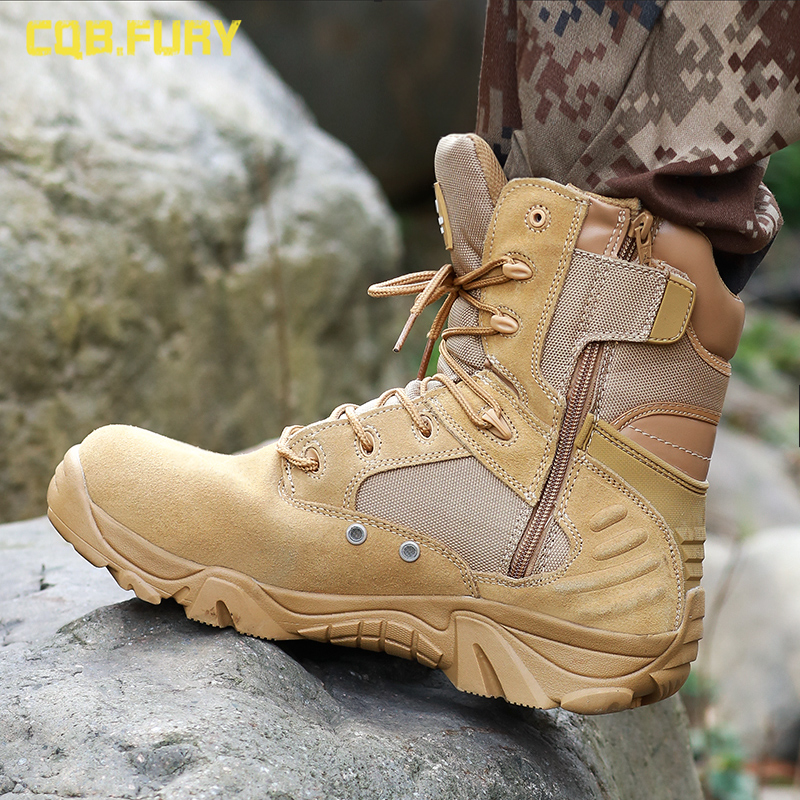 Spring High Cylinder Combat Boots Men's Bracelet Tactical Boots Desert Mountaineering Special Soldiers Training Boots Outdoor for training ground combat boots