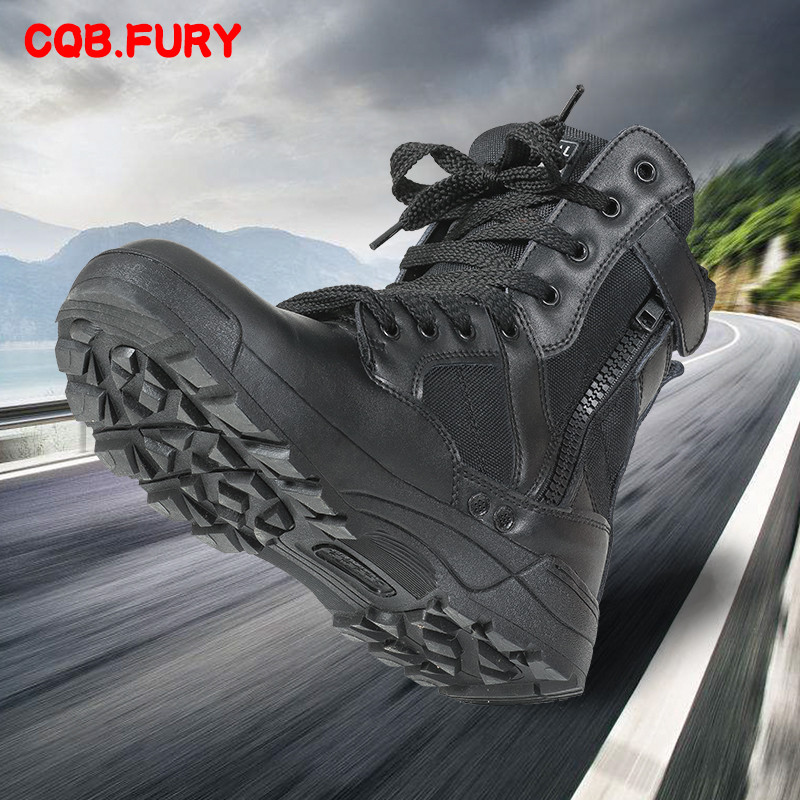 Summer high-barrel breathable ultra-light combat boots Men's special forces zipper military boots Mountaineering Desert tactical boots Marine boots