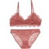 Frye Girl Freelass Orange Red Lông mi Ren Pháp Balette Ngực nhỏ Bộ áo ngực - Bộ đồ lót đồ lót Bộ đồ lót