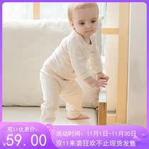 Baby autumn clothes and long johns set pure cotton autumn and winter thermal underwear baby high waist belly pants boys and girls pajamas