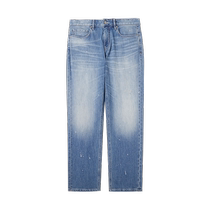 Carbine washed gradient jeans for men 2024 autumn new splash-ink design casual pants commuting versatile small-legged pants