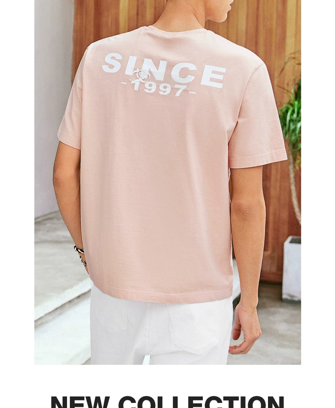 Carbine Giới trẻ Thanh niên Cổ tròn Tay áo ngắn Cotton Áo thun chữ T Tide Top Street In Thời trang H - Áo phông ngắn áo thun unisex