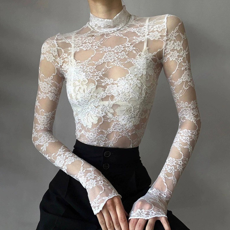 French-Style High-Neck Lace Base Shirt for Women, New Summer Style, Stylish Inner Wear, Slim-Fitting White Jacquard Mesh Top