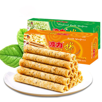 Boli egg roll 54g*10 box seaweed egg taste childhood snack egg roll cookie food casual snack