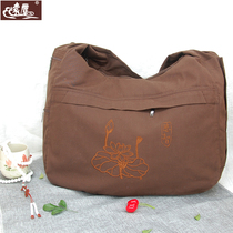 Yuanchen monk bag monk bag monk supplies brown bag canvas semi-round bag handbag monk backpack crossbody bag