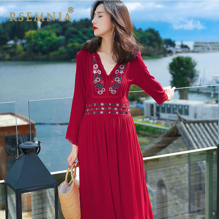 Rsemnia Thailand Bali Beach skirt Seaside vacation skirt Suit dress Bohemian long skirt tide