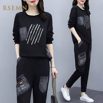 Rsemnia2021 new large size womens loose casual suit Korean fat mm casual sportswear two-piece