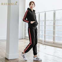 Rsemnia2020 Spring and Autumn Foreign Air Age Age Cardigan Hooded Outer Set Women Leisure Street Fitness Sportswear Tide