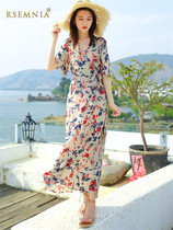 Rsemnia2021 summer snowspun broken floral dress Korean version with slim temperament long skirt Fairy Super Fairy-style dress