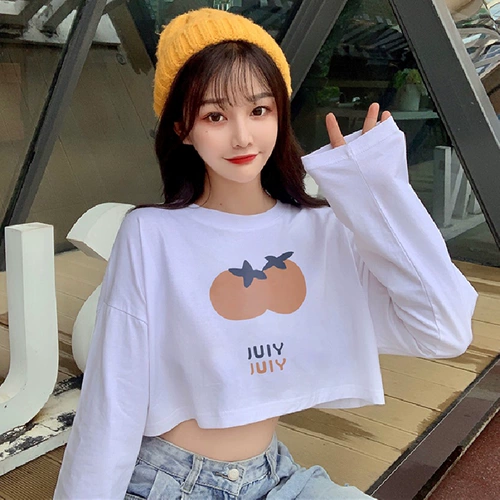 Хлопковый брендовый лонгслив, короткая куртка, коллекция 2021, в корейском стиле