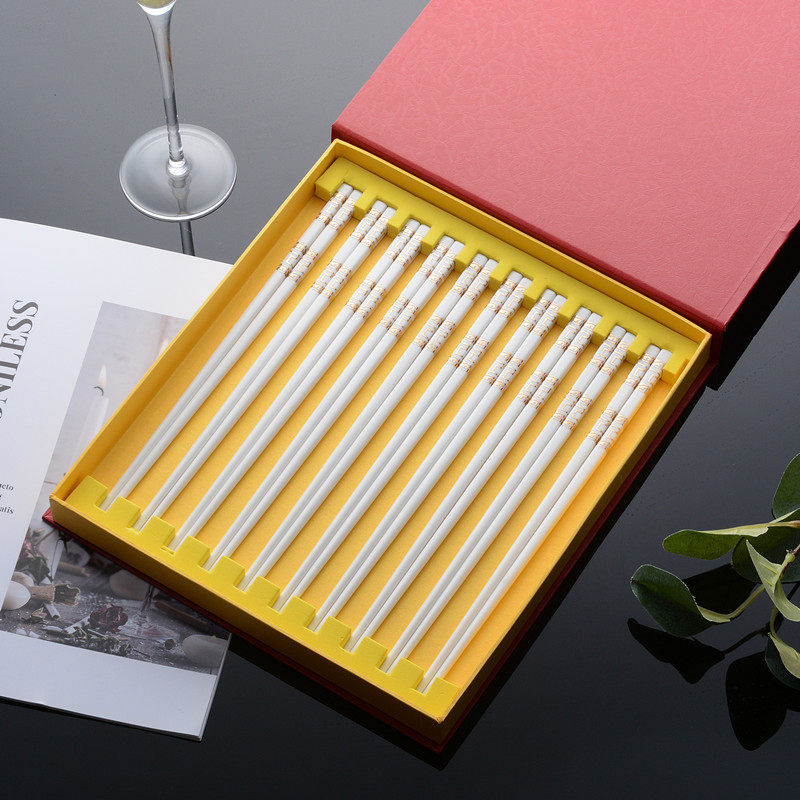 Jingdezhen ceramic chopsticks non-slip anti-mildew bone china high-grade chopsticks group household European-style high temperature tableware public chopsticks