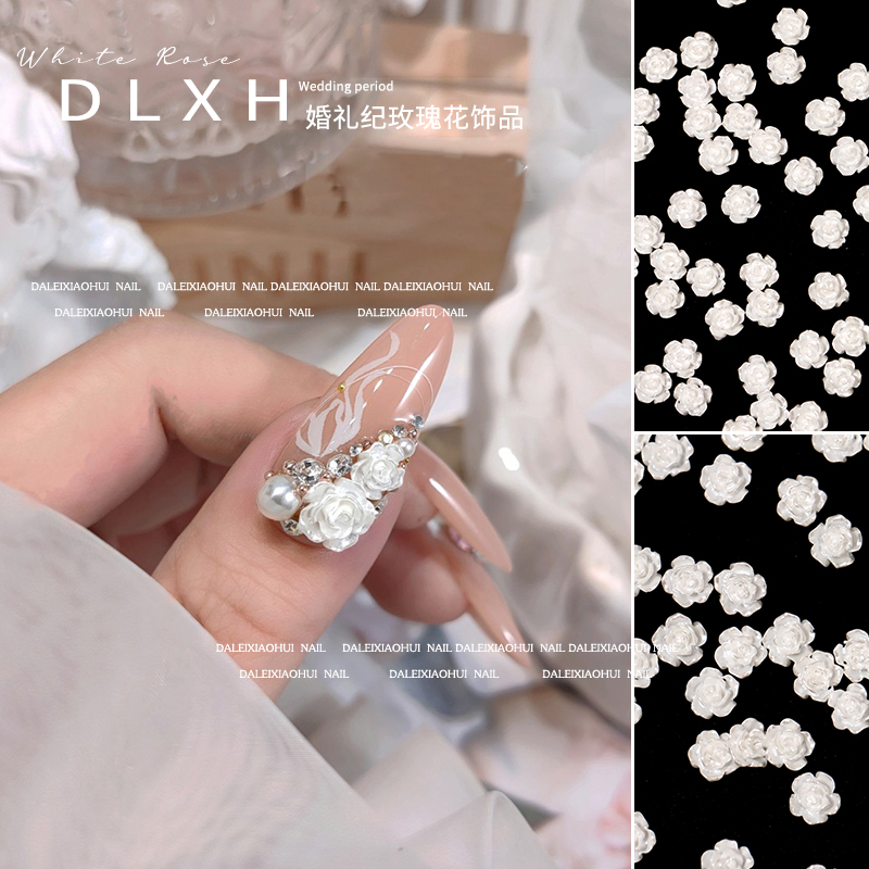 Small Andromeda Mountain Tea Flower Meal ornaments 2023 Bride White Five Petal Flowers Rose nail Decorative Plaster 662-Taobao