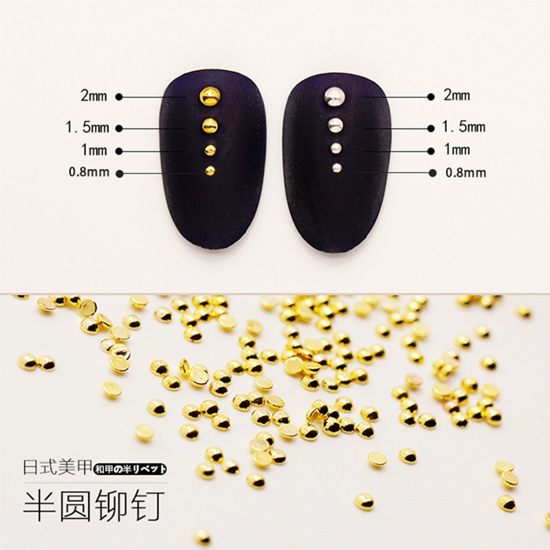 Solid rivet nail metal jewelry gold silver Japanese semicircular diamond nail decoration 1mm1 5mm2mm