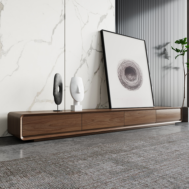 Nordic TV cabinet tea combined walnut living room furniture small household TV cabinet