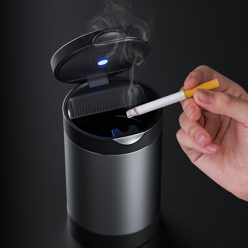 Metal on-board smoking Ashtray Car Creative Personality Car In-car General Covered With Light Supplies God