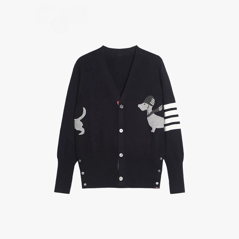 Official Genuine Tb Puppy Wool Cardigan Unisex 2024 Winter New Thom Four-Stripe Knit Jacket Official Genuine Tb Puppy Wool Cardigan Unisex 2024 Winter New Thom Four-Stripe Knit Jacket