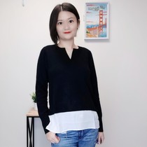 Charter Club ladies winter fake two-piece pullover 100% cashmere sweater loose warm sweater US direct mail