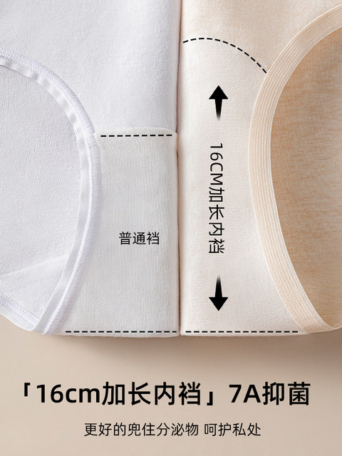 Medical-Grade Sensitive Skin Underwear for Women, Pure Cotton 7A Antibacterial, Extended Crotch, Class a Colored Cotton, Soft Hip-Hugging Triangle Shorts