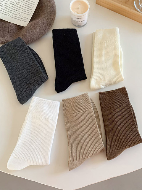 Brown Socks for Women, Pure Cotton Mid-Calf Socks, Autumn and Winter Style, Melard Brown Seamless Xinjiang Cotton Socks, Suitable for Birkenstock Shoes, Slouch Socks