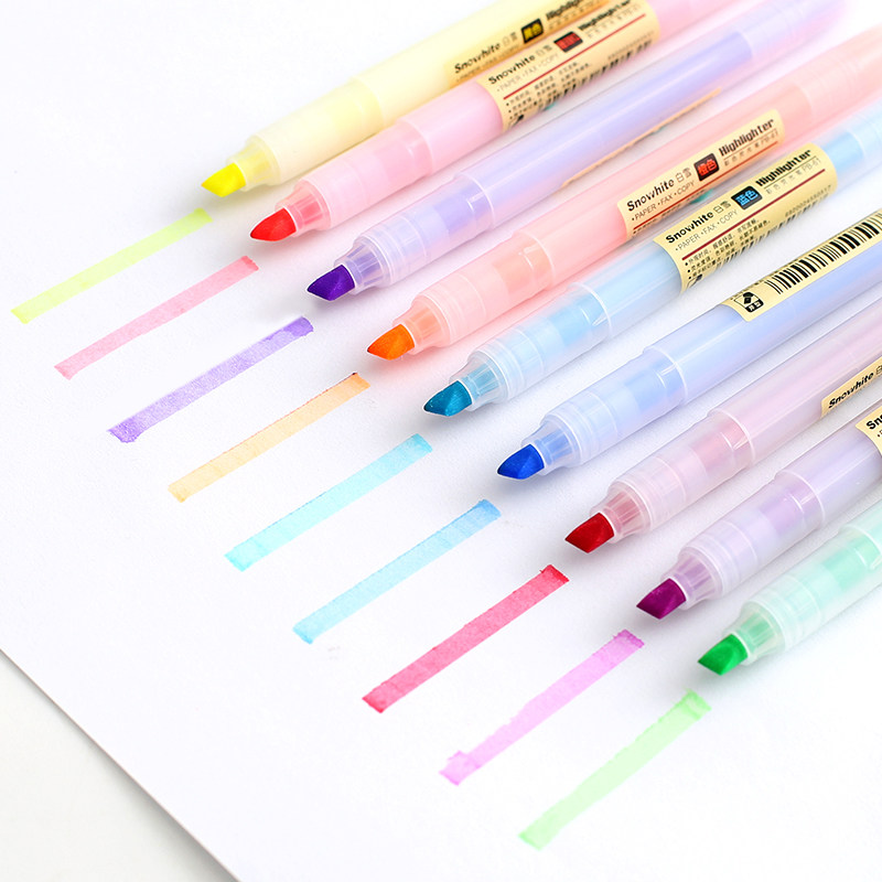 White Snow Fluorescent Pen Student with Candy Color Mark Pen set of thick and colorful silver light pen Multi-color pen