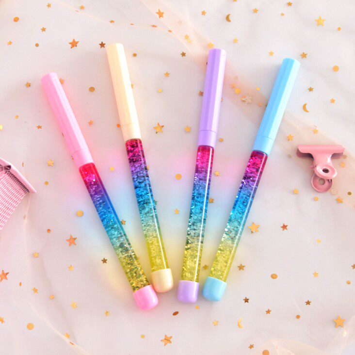 New Shake Voice Little Fairy Special Pen Girl Hearts Water Crystal Liquid Flow Sand Middle Sex Pen Magic Wand Awesome Signature Pen