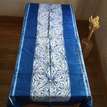 Hand-dyed tie-dyed cloth coffee table tablecloth ethnic wall hanging sofa towel piano cover Dali indigo dye gift Chinese style