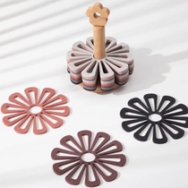Table non-slip silicone mat Morandi flower anti-scalding pot mat coaster bowl plate mat home dining mat heat insulation