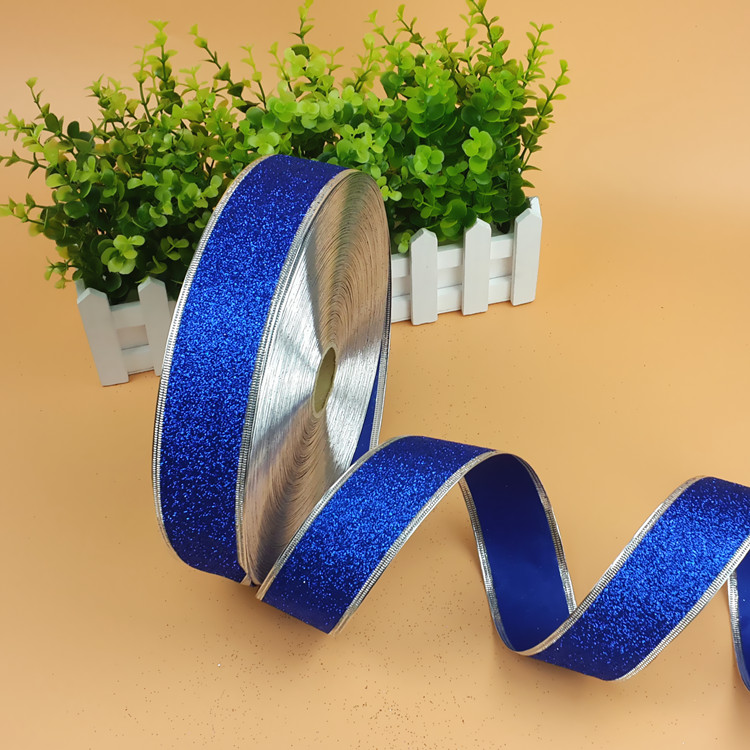 Christmas Blue Butterfly Knot Silk Ribbon Mall Hotel Christmas Tree Decorations Gift Box Gold Powder Satin Ribbon Color Ribbon