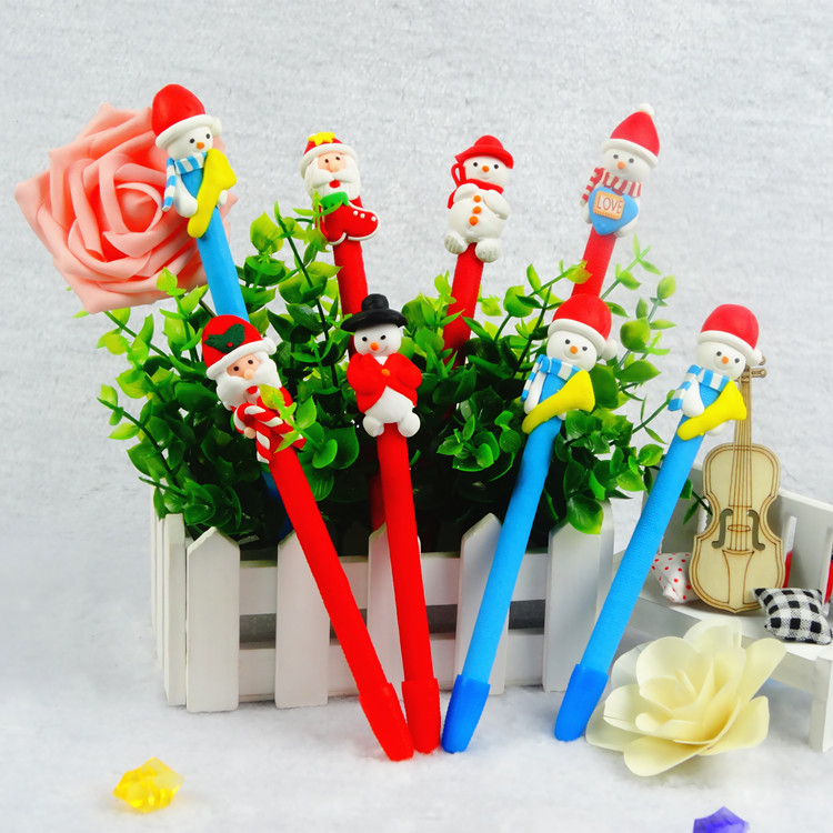 Christmas old man pen gift Christmas snowman pen gift Soft clay ballpoint pen Craft pen