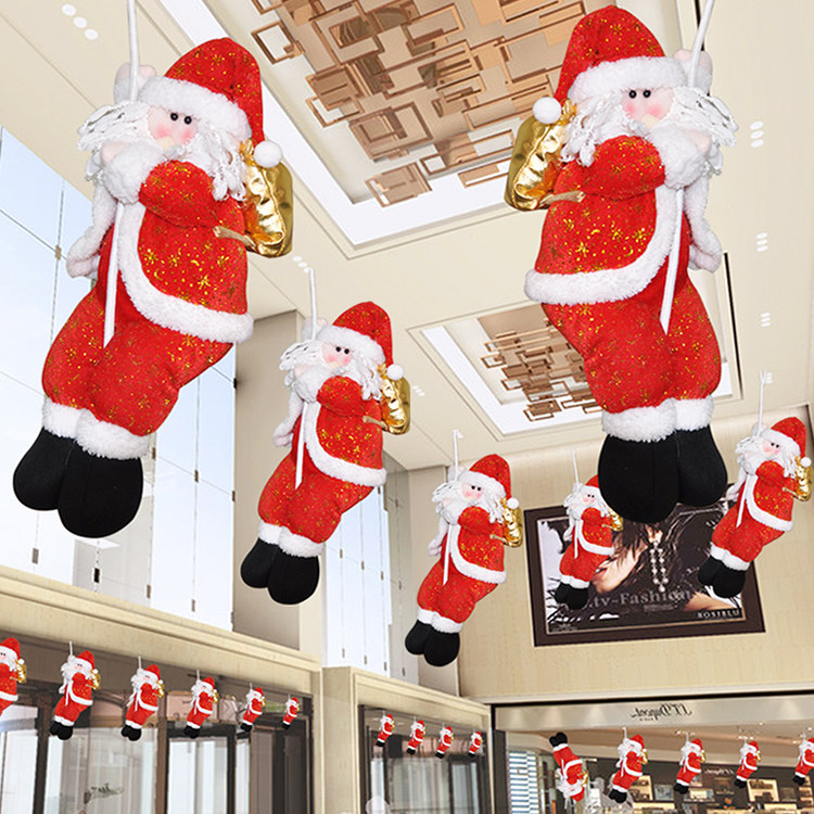 Christmas rope climbing parachute jumping old man parachute snowman hotel shopping mall window suspended ceiling ornaments Christmas decorations