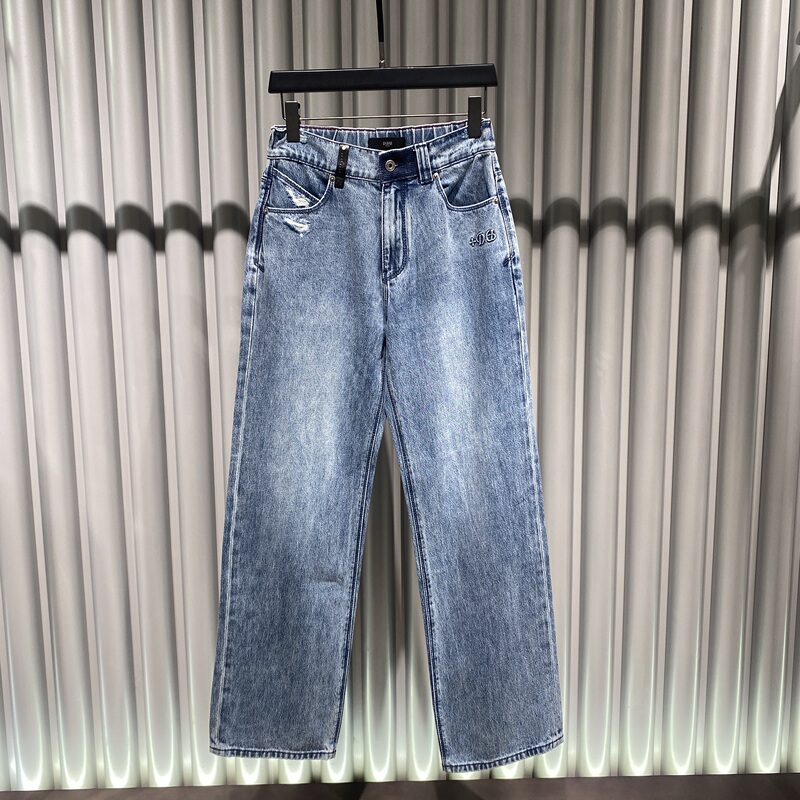 In Stock Dite/迪特 26 Spring/Summer Blue Men's Washed Distressed Letter Embossed Vintage Loose Jeans