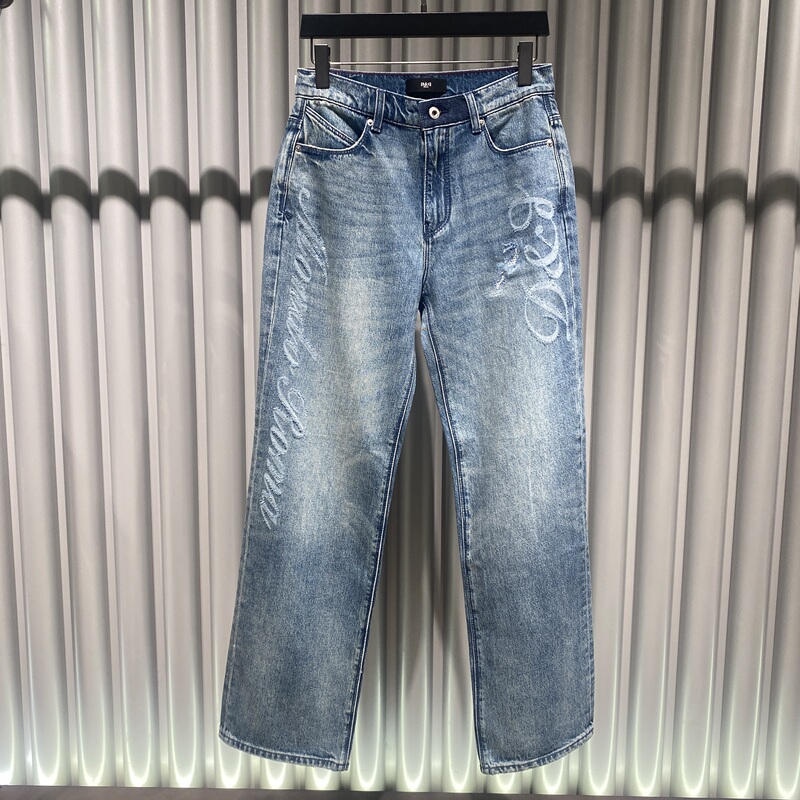 In Stock Dite/迪特 26 Spring/Summer Blue Men's Letter Embroidery Distressed Denim Pants