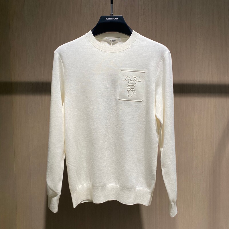 In Stock Karl Lagerfeld/Karl Lagerfeld 24 Autumn/Winter Black and White Men's Wool Sweater