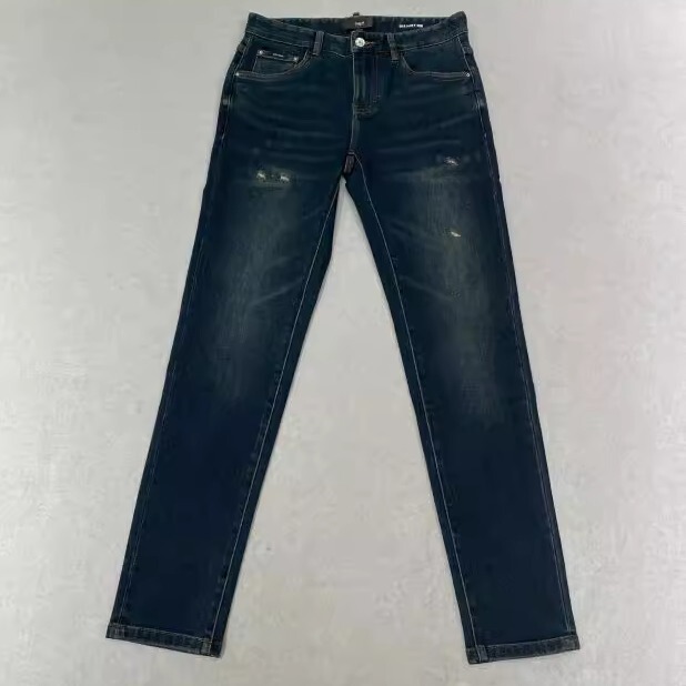 In Stock Dite/Dite 24 Autumn/Winter Dark Blue Men's Casual Jeans with Distressed Letter Embroidery