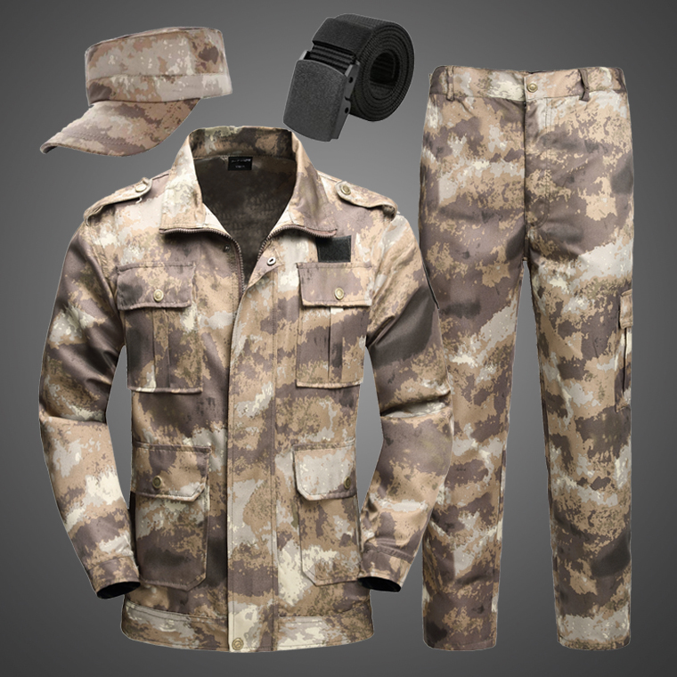 Spring-autumn style camouflan suit for men's outdoor training Raubao workwear wear resistant and dirty construction site machine repair and tooling