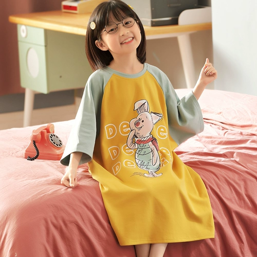 Пижама, хлопковая мини-юбка, летнее платье, тонкая детская юбка, короткий рукав, городской стиль, 5-8-13 лет