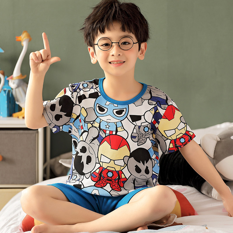 Boys pajamas children 3-4-5-6-7-8 years old 9-11-13 cotton suit boys primary school students home clothes