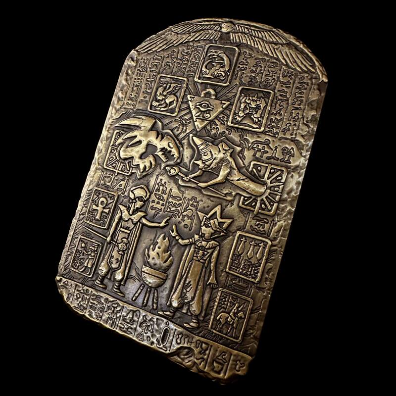 LAOSHU Yu-Gi-Oh! Three Divine Beasts Blue-Eyes White Dragon Memory Stone Plate Distressed Metal Bronze Color LAOSHU Yu-Gi-Oh! Three Divine Beasts Blue-Eyes White Dragon Memory Stone Plate Distressed Metal Bronze Color